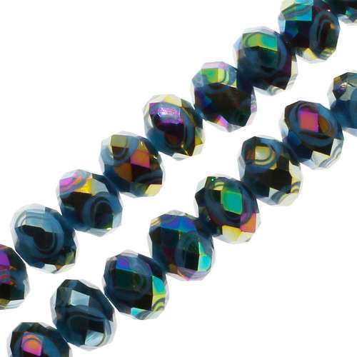 8mm crystal beads heart turquoise iris, pack of 50 — faceted for jewelry making and beadwork