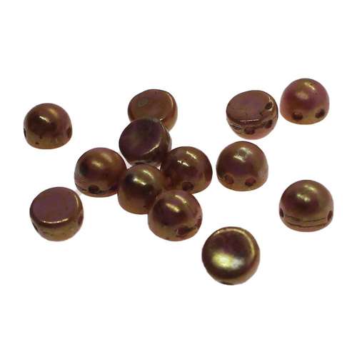 7mm Czech glass glass beads luster opq. rose gold topaz — pack of 25, high-quality two-hole beads ideal for jewelry making, bead weaving,…