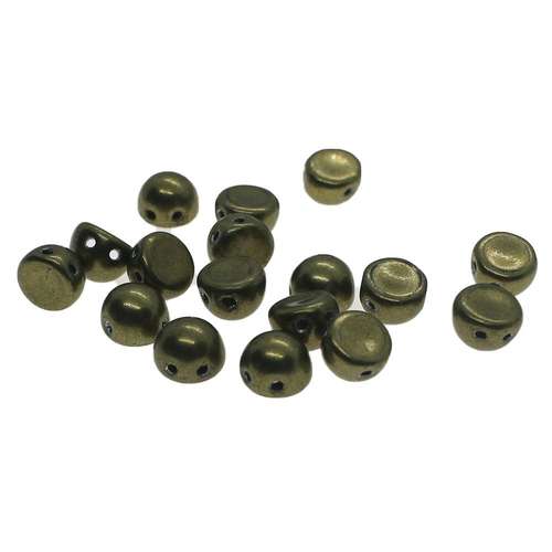 7mm Czech glass glass beads metallic golden lime — pack of 25, high-quality two-hole beads ideal for jewelry making, bead weaving, and cr…