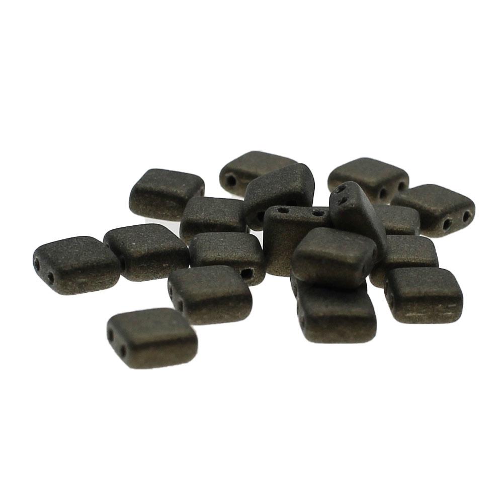 6mm Czech glass glass beads metallic suede gold — pack of 25, high-quality two-hole beads ideal for jewelry making, bead weaving, and crafts