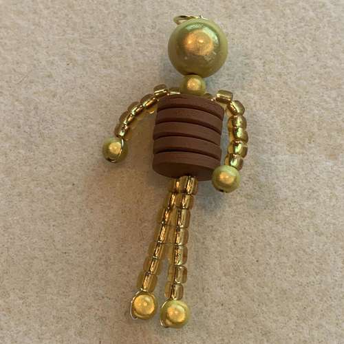 Button Doll Kit gold jewelry making kit — DIY set with beads and instructions for creating handmade jewelry