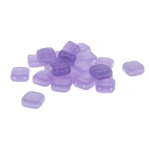 6mm Czech glass glass beads milky alexandrite — pack of 25, high-quality two-hole beads ideal for jewelry making, bead weaving, and crafts