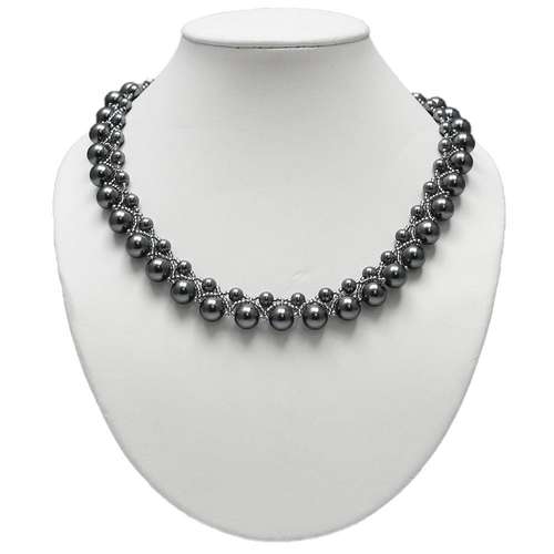 Netted Pearl Necklace graphite necklace making kit — DIY set with beads and instructions for creating handmade jewelry