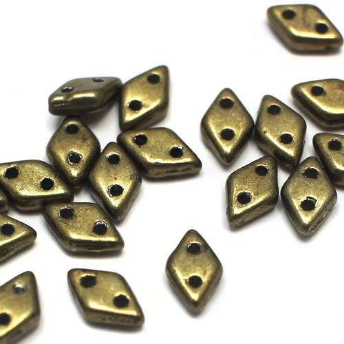Czech glass glass beads met emperador — pack of 60, high-quality two-hole beads ideal for jewelry making, bead weaving, and crafts