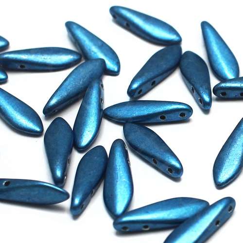 5x16mm Czech glass glass beads metallic marina — high-quality two-hole beads ideal for jewelry making, bead weaving, and crafts