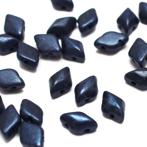 8x5mm 10g Czech glass Rulla beads metallic suede dk blue — two-hole beads for jewelry making and bead weaving