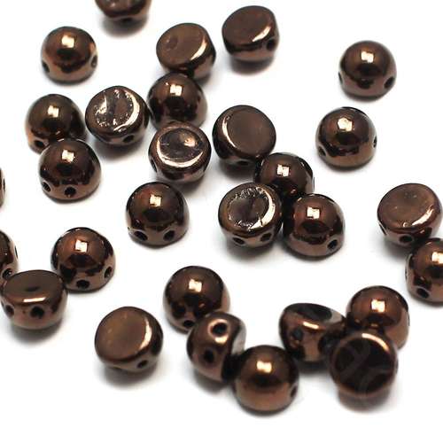 7mm Czech glass glass beads dark bronze — pack of 25, high-quality two-hole beads ideal for jewelry making, bead weaving, and crafts