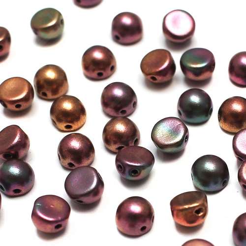 7mm Czech glass glass beads matte metallic bronze iris — pack of 25, high-quality two-hole beads ideal for jewelry making, bead weaving,…