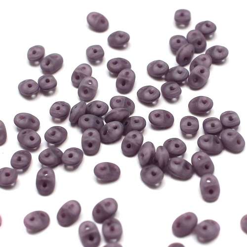 10g Czech glass Rulla beads matte opal violet — two-hole beads for jewelry making and bead weaving