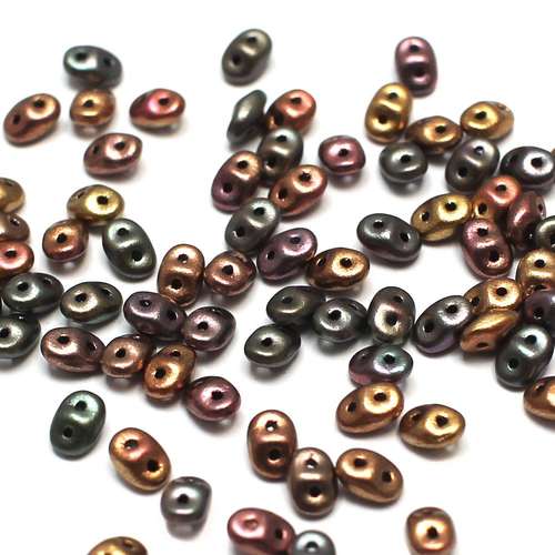 10g Czech glass Rulla beads bronze rainbow c — two-hole beads for jewelry making and bead weaving