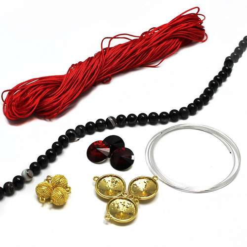 Rivoli Macrame kits red jewelry making kit — DIY set with beads and instructions for creating handmade jewelry