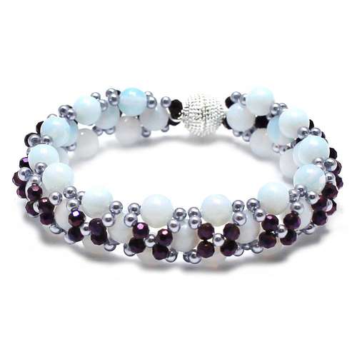 Hugs and Kisses with Opaline beads lilac hue jewelry making kit — DIY set with beads and instructions for creating handmade jewelry