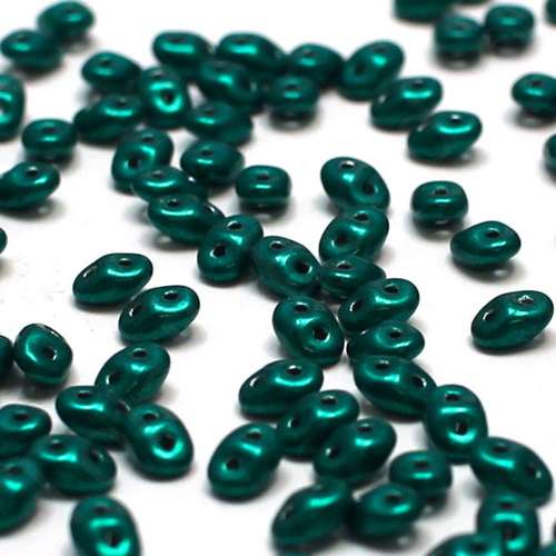 10g Czech glass Rulla beads sat met. forest biome — two-hole beads for jewelry making and bead weaving