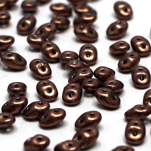 10g Czech glass Rulla beads sueded gold ash rose — two-hole beads for jewelry making and bead weaving