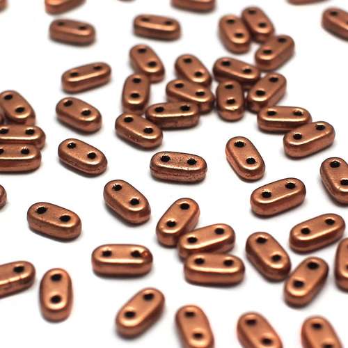 6mm Czech glass glass beads matte metallic copper — pack of 7, high-quality two-hole beads ideal for jewelry making, bead weaving, and cr…