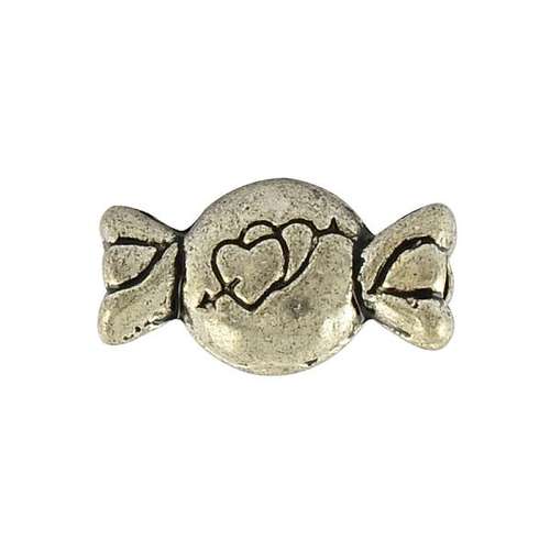 Heart Candy Bead 11x6mm 20pcs Antique Silver