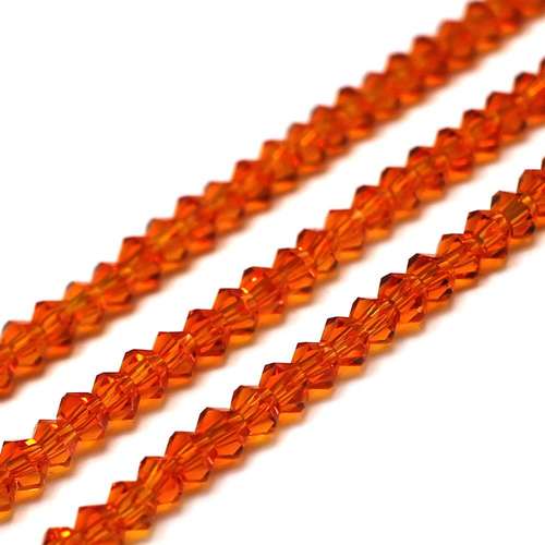 3mm crystal bicone beads dark orange — faceted for jewelry making and beadwork