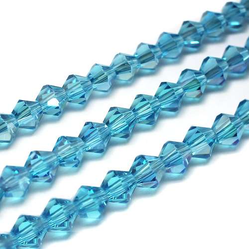 6mm crystal bicone beads aqua ab — AB finish, faceted for jewelry making and beadwork
