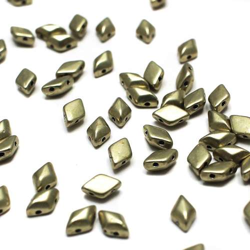 8x5mm 10g Czech glass Rulla beads sueded gold cloud dream — two-hole beads for jewelry making and bead weaving