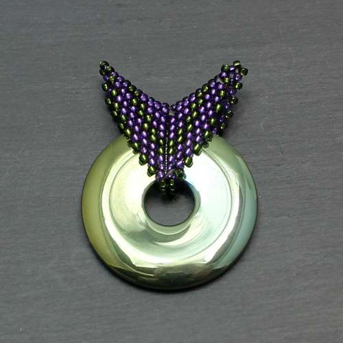 Beaded Bail on Hematite Coins green & purple jewelry making kit — DIY set with beads and instructions for creating handmade jewelry