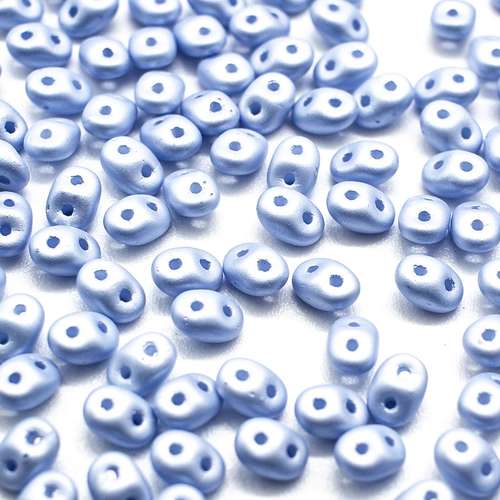 10g Czech glass Rulla beads powdery pastel blue — two-hole beads for jewelry making and bead weaving