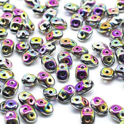 10g Czech glass Rulla beads jet full vitral green — two-hole beads for jewelry making and bead weaving