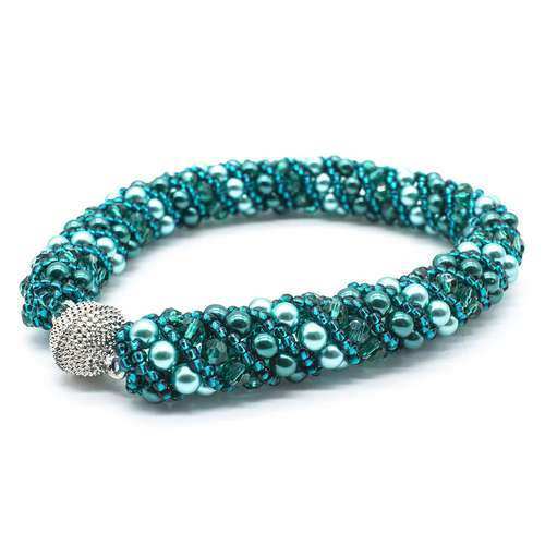 Russian Spiral 2 Necklace Bracelet teal bracelet making kit — DIY set with beads and instructions for creating handmade jewelry