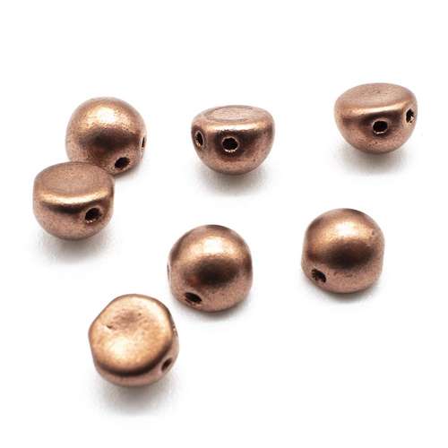 7mm Czech glass glass beads matte met. bronze copper — pack of 25, high-quality two-hole beads ideal for jewelry making, bead weaving, an…
