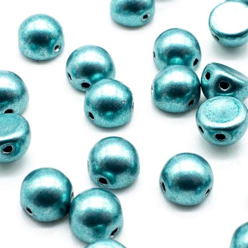 7mm Czech glass glass beads sat. metallic island paradise — pack of 25, high-quality two-hole beads ideal for jewelry making, bead weavin…