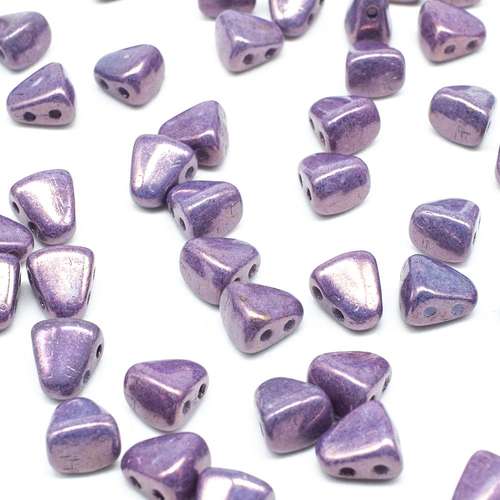 Czech glass Rulla beads bit czech glass beads 30pcs - luster metallic amethyst chalk — two-hole beads for jewelry making and bead weaving