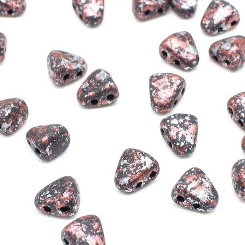 Czech glass Rulla beads bit czech glass beads 30pcs - tweedy red — two-hole beads for jewelry making and bead weaving