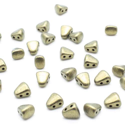 Czech glass Rulla beads bit czech glass beads 30pcs - metallic suede gold — two-hole beads for jewelry making and bead weaving