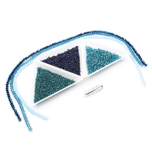 Bella Crystal Bracelet teal bracelet making kit — DIY set with beads and instructions for creating handmade jewelry