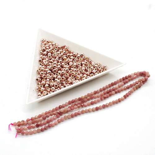 Beaded Ring pink rhodochrosite jewelry making kit — DIY set with beads and instructions for creating handmade jewelry