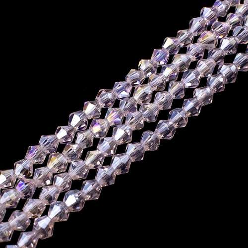 3mm crystal bicone beads salmon pink ab — AB finish, faceted for jewelry making and beadwork
