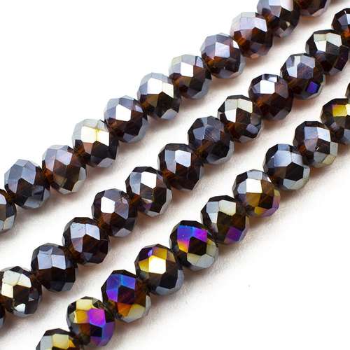 6mm crystal beads brown ab, pack of 100 — AB finish, faceted for jewelry making and beadwork
