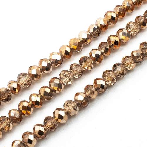 4mm crystal beads copper mirror, pack of 130 — faceted for jewelry making and beadwork