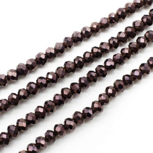 3.5mm crystal beads brown plate, pack of 130 — faceted for jewelry making and beadwork
