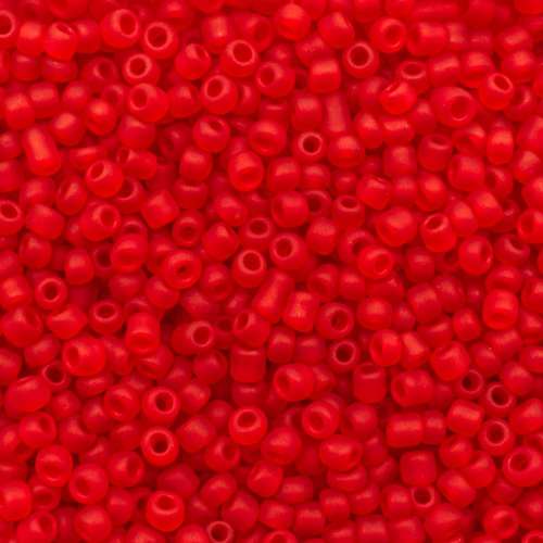 size 8 FGB glass seed beads frosted cherry red — 50g pack, ideal for bead weaving, embroidery, and jewelry making