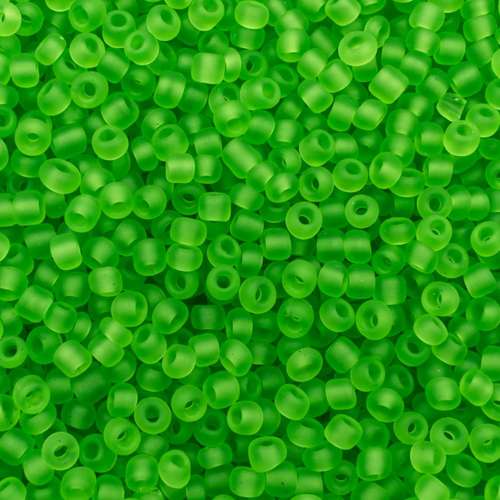 size 8 FGB glass seed beads frosted lime green — 50g pack, ideal for bead weaving, embroidery, and jewelry making