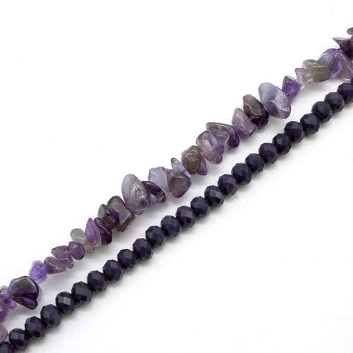 Semi Precious Charm bracelet dark amethyst bracelet making kit — DIY set with beads and instructions for creating handmade jewelry