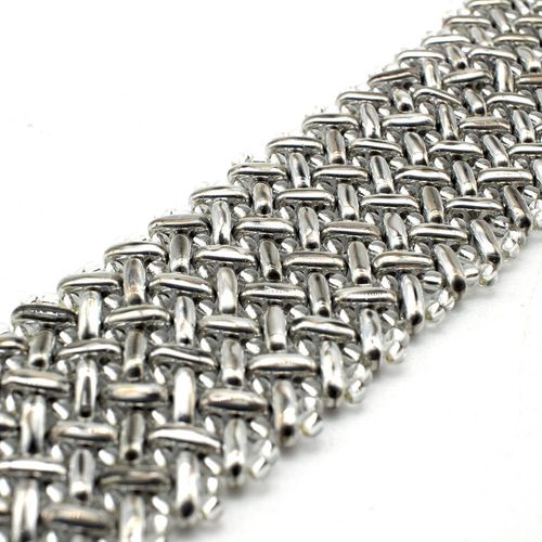 Chevron Stitch Bracelet with Czech Bars silver bracelet making kit — DIY set with beads and instructions for creating handmade jewelry