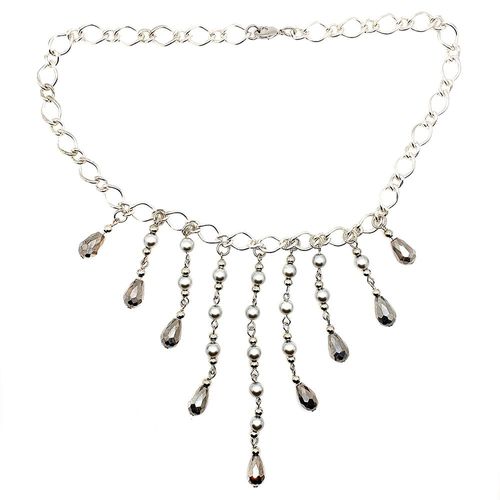 Waterfall Necklace silver grey necklace making kit — DIY set with beads and instructions for creating handmade jewelry