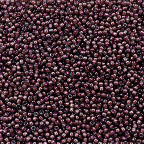 Toho Size 11 Seed Beads 10g - Inside-Color Lustered Black Diamond/Pink-Lined