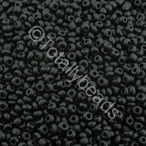 Seed Beads Opaque Frosted Black - Size 11 100g
