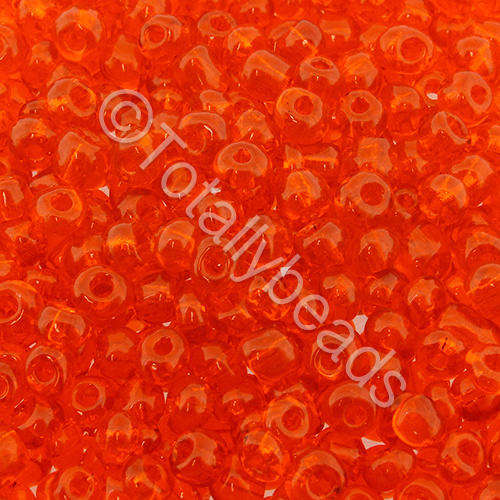 Seed Beads Transparent Orange - Size 6 100g
