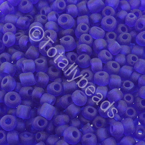 Seed Beads Transparent Frosted Dark Blue - Size 6 100g