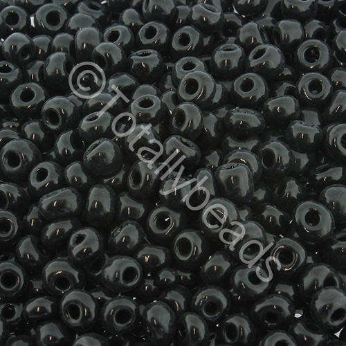 Seed Beads Opaque Black - Size 6 100g