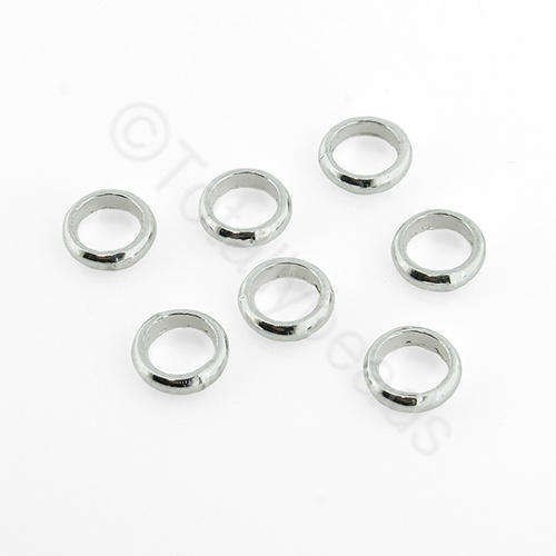 Silver Metal Large Hole Ring / Rondelle 6.5mm 60pcs