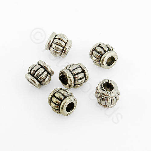 Antique Silver Bead - Barrel 5mm 30pcs